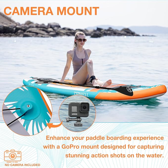 UPWELL 10'6"/11'/11'6" Inflatable Paddle Board, Stand Up Paddlboard for Youth & Adults, Stable Design, Premium SUP Accessories, Backpack, Leash, Hand Pump, Fins-StrideForce Fitness