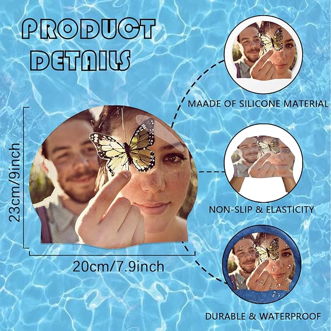 Custom Swim Cap with Photo Personalized Silicone Swim Cap for Men and Women Swimming Customized Swimmers Cap for Short and Medium Length Hair-StrideForce Fitness