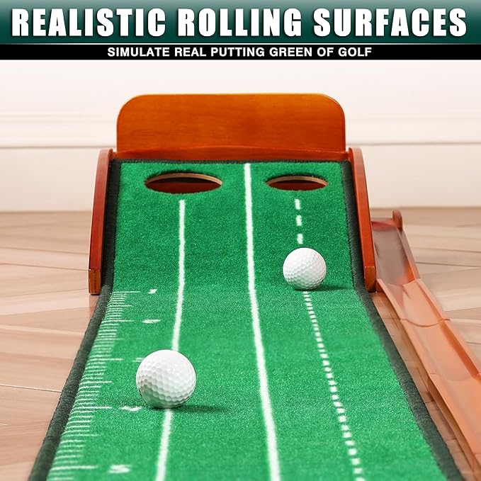 CHAMPKEY Dual-Hole Golf Putting Green Indoor with 3 Golf Putting Gates - Improves Putting Accuracy and Skill Levels Golf Putting Mat - Ideal for Indoor and Outdoor Training-StrideForce Fitness