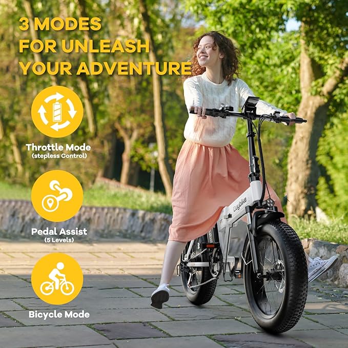 1000W Folding Electric Bike, 48V 20AH Large Removable Battery E Bike, 30+MPH, 80 Miles Max Range, 20" Fat Tire Electric Bike for Adults, Adult Electric Bicycles for Commute Beach Snow-StrideForce Fitness