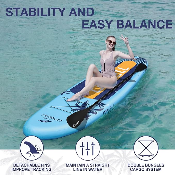 UPWELL 10'6"/11'/11'6" Inflatable Paddle Board, Stand Up Paddlboard for Youth & Adults, Stable Design, Premium SUP Accessories, Backpack, Leash, Hand Pump, Fins-StrideForce Fitness