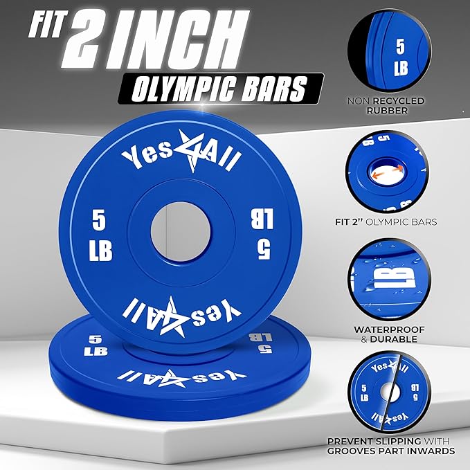 Yes4All Fractional Weight Plates Set, Available In Steel And Rubber, Set of 2/4/6 Plates in 1.25LB, 2.5LB, or 5LB Sizes, Micro Change Plates for Dumbbell and Olympic Barbell Weightlifting-StrideForce Fitness