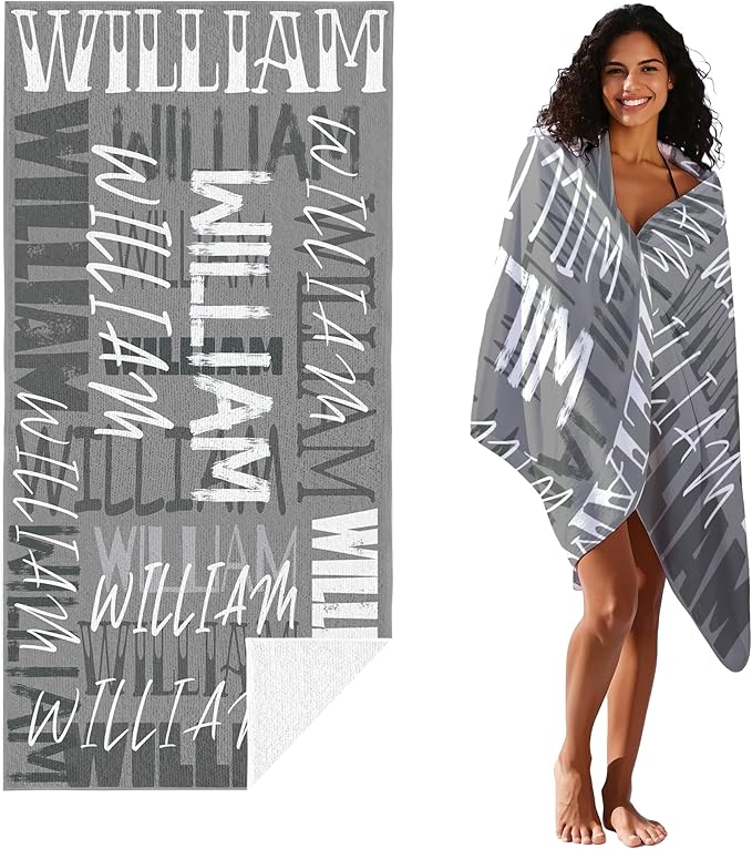 JML Personalized Beach Towel with Name, Custom Beach Towel with Name, Customized Microfiber Pool Towel, Quick Dry & Absorbent Swim Towel for Adult,Anniversary, Birthday, Summer Holiday,Vacation-StrideForce Fitness