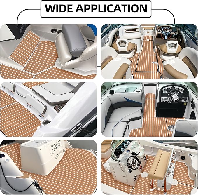 FOCEAN Boat Flooring EVA Foam Boat Decking Faux Teak Marine Flooring Boat Mat Boat Carpet Sheet for Motorboat RV Yacht Kayak Surfboard, 94.5"x 47.2"/35.4"/23.6"/15.7"-StrideForce Fitness
