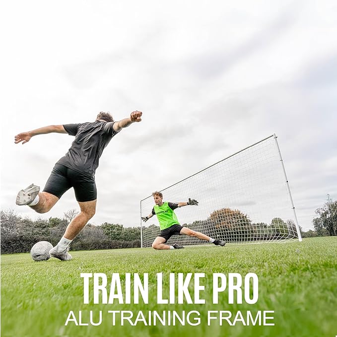 QUICKPLAY Pro Alu Training Frame - Flat Soccer Goal - Double-Sided Design - Durable Aluminum Construction - Base and Ground Stake for Multi-Surface - Available 2 Sizes Full Size Goal-StrideForce Fitness