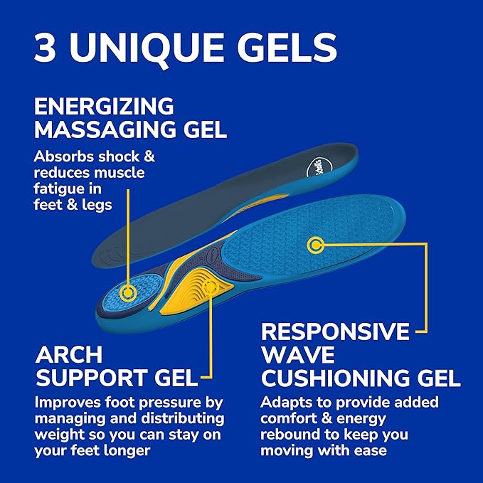 Dr. Scholl’s Energizing Comfort Men’s Everyday Insoles with Massaging Gel - Clinically Proven, All-Day Energy and Comfort Inserts, Patented Triple Gel Design, Shock Absorbing, Arch Support: 2 Pairs-StrideForce Fitness