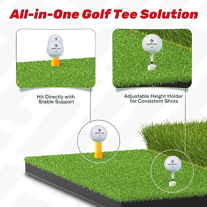 SAPLIZE Foldable Heavy-Duty Golf Hitting Mat, Practice Mat with 10mm EVA Rubber Backing, Larger Size for Indoor/Outdoor Swing and Chipping Practice, Anti-Deformation-StrideForce Fitness