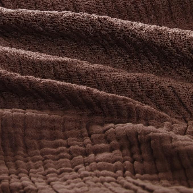 Carriediosa 100% Cotton Muslin Throw Blanket 66" X 90" Twin XL Size，4-Layers Summer Gauze Throws for Bed Couch，Soft Lightweight Breathable Linen Blankets Bedspread for Adults All Season，Dark Brown-StrideForce Fitness