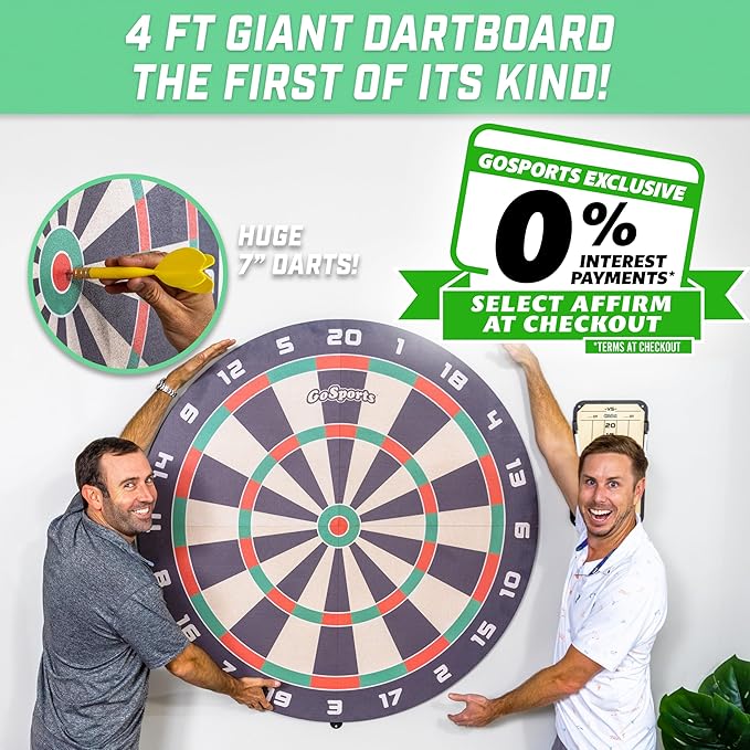 GoSports Giant 3 ft or 4 ft Cork Dartboards - Includes 12 Giant Darts and Scoreboard - New Fun Twist on Darts-StrideForce Fitness