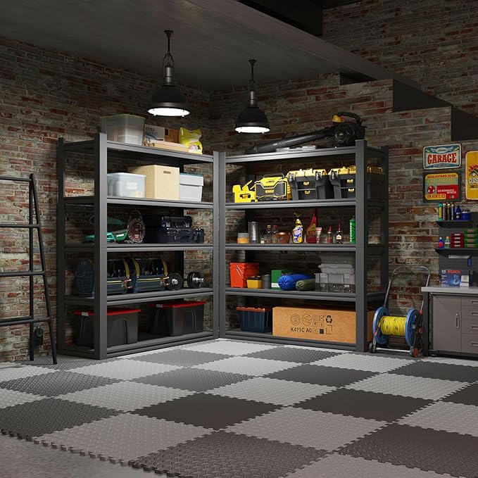 Home Gym Mat, Puzzle Exercise Mat, EVA Interlocking Foam Floor Tiles for Home Workout Equipment and Kids' Play Areas - Blue, 24 in x 24 in x ½ in - (Grey, 24 Pack, 96 SQ FT)-StrideForce Fitness