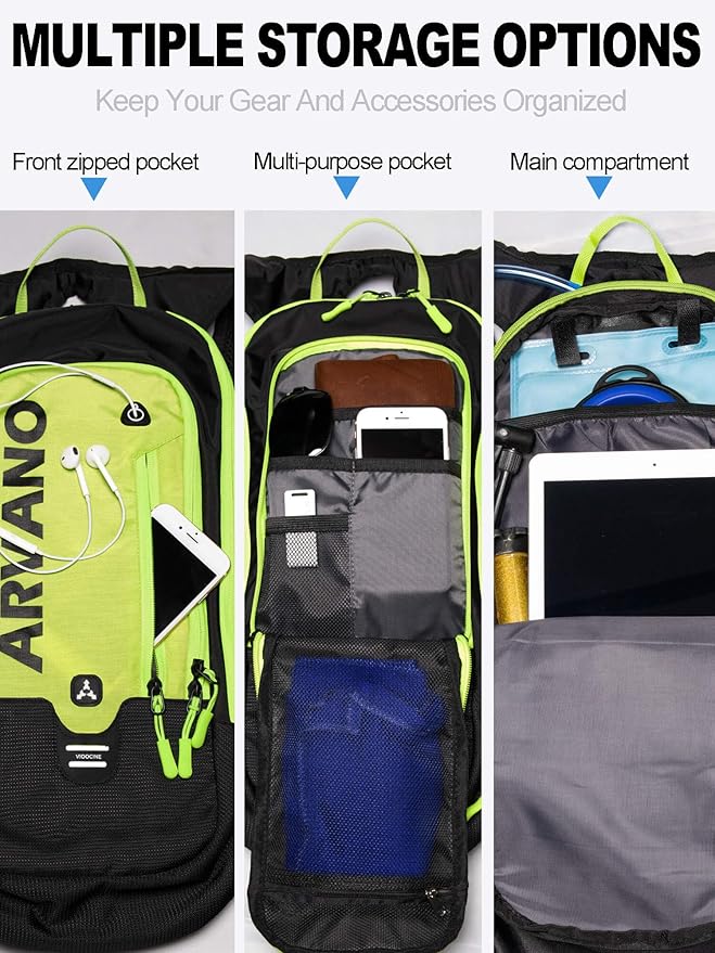 Hydration Backpack, Lightweight Hydration Pack with 2L Water Bladder, 6L Water Backpack for Men Women Cycling, Hiking, Mountain Biking, Skiing-StrideForce Fitness