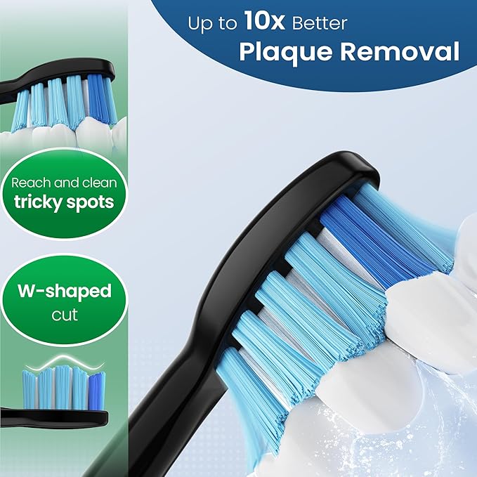 Replacement Toothbrush Heads Compatible with Philips Sonicare and More Click-on Handles 8 Pack Black