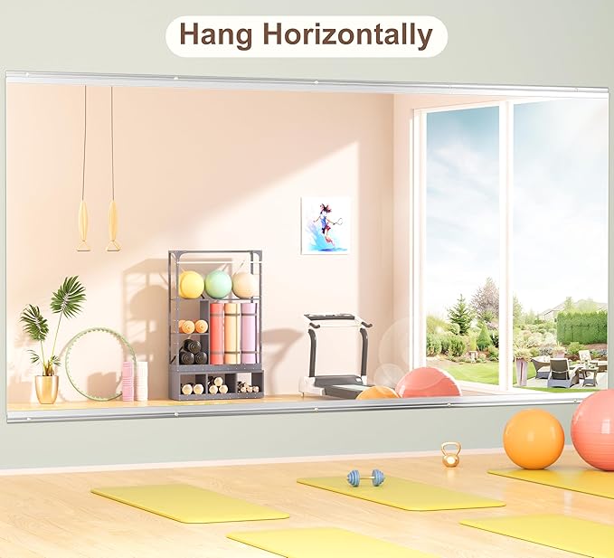 Hasipu Home Gym Mirror 83" L x 39" W - 1PC Large Full Body Mirror for Yoga, Wall-Mounted Mirrors for Fitness, Garage, Dance Studio, 0.16in Tempered Glass Frameless-StrideForce Fitness
