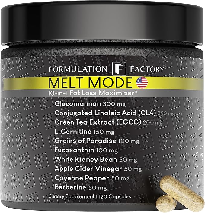 Melt Mode 10-in-1 Wellness Supplement with Green Tea Extract, L-Carnitine, CLA, Glucomannan, Apple Cider Vinegar & More, Supports Metabolism & Energy (2 Month Supply, 120 Capsules)-StrideForce Fitness
