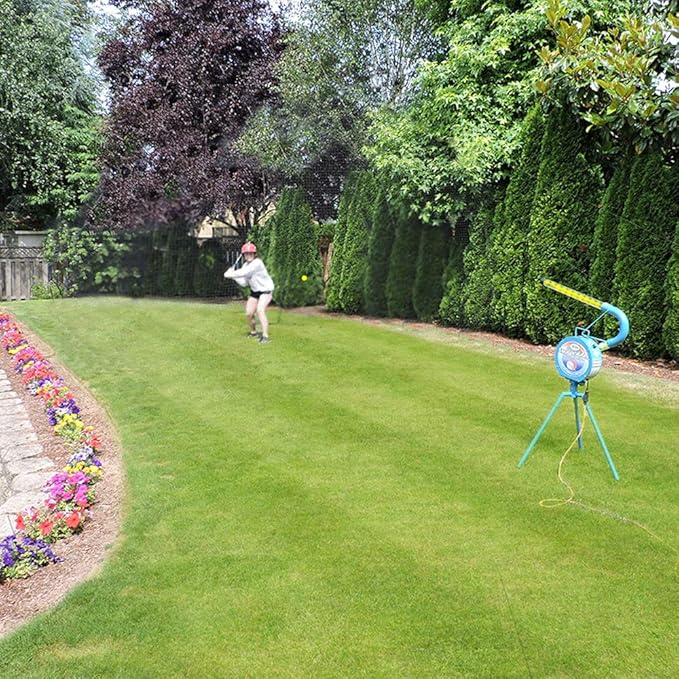 Jugs Small-Ball Pitching Machine with 2-Dozen Small-Balls—1-Dozen White and 1-Dozen Vision-Enhanced Yellow. Hitting Big. Throws fastballs or Overhand Curves., JUGS Blue-StrideForce Fitness