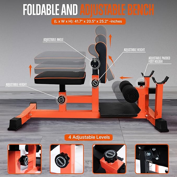 SQUATZ Sissy Squat Machine and Preacher Curl Crunch Rack - Foldable Squatting Bench for Home Gym Workout Station and Leg Exercise - Train Abs, Thighs, and Glutes, Multifunctional Fitness Equipment-StrideForce Fitness