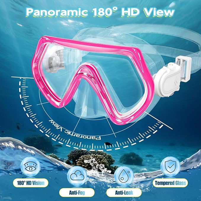 Snorkeling Gear for Kids, Kids Snorkel Set for Ages 3-14, Anti-Fog Diving Mask and Dry Top Snorkel Combo Set, Unisex Swimming Goggles-StrideForce Fitness