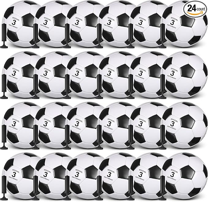 Sotiff 24 Pcs Size 5/4 Soccer Ball Bulk with 24 Pump Deflated Soccer Balls for Kids Teen Football Bulk for Game Training School Team Sports Adults Player Practice Outdoor-StrideForce Fitness