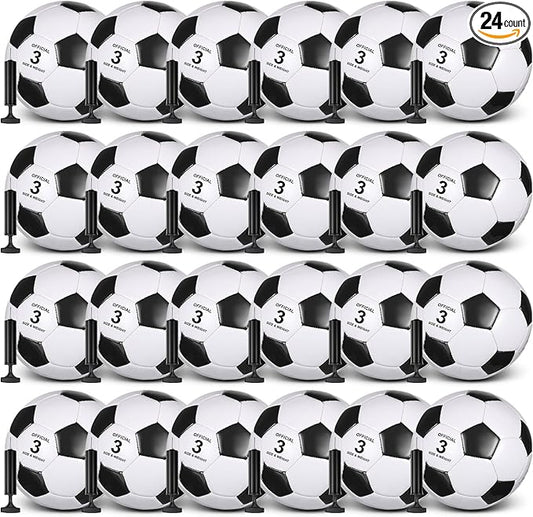 Sotiff 24 Pcs Size 5/4 Soccer Ball Bulk with 24 Pump Deflated Soccer Balls for Kids Teen Football Bulk for Game Training School Team Sports Adults Player Practice Outdoor-StrideForce Fitness