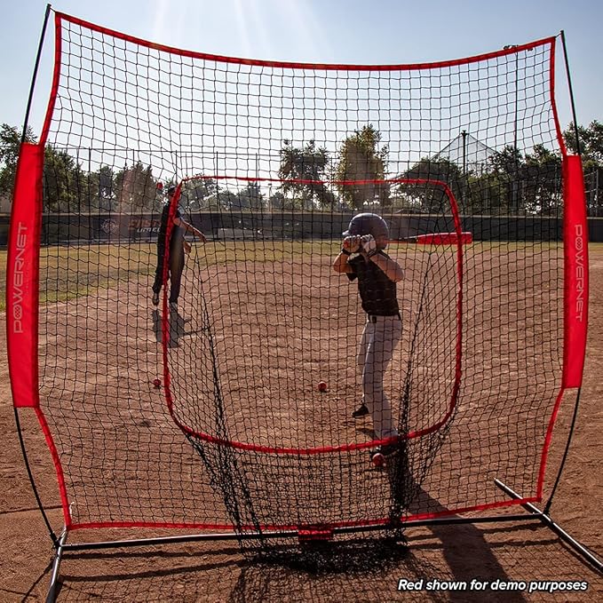 PowerNet Baseball Softball Practice Net 7x7 with Baseball Accessories for Practice Pitching, Batting & Fielding, Ball Caddy, Weighted Baseballs, Tee-StrideForce Fitness