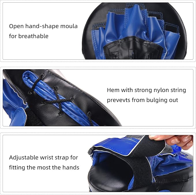 Valleycomfy Boxing Curved Focus Punching Mitts- Leatherette Training Hand Pads-StrideForce Fitness