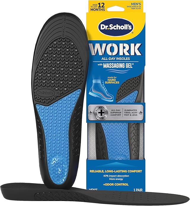 Dr. Scholl's Work All-Day Superior Comfort Insoles with Massaging Gel - Designed for Men & Women with Hard-Working Feet, Eliminates Sore Muscles and Tired Legs, Arch Support Inserts with Odor Control-StrideForce Fitness