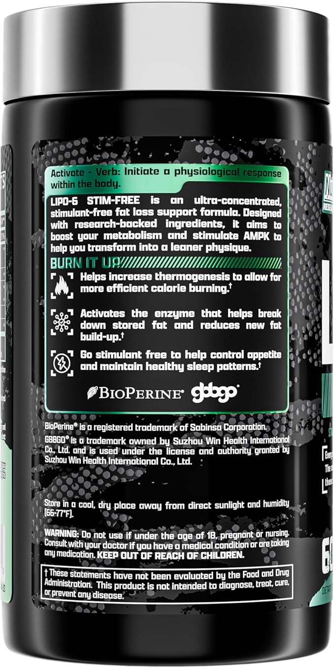 Nutrex Research LIPO SIX Stim-Free Metabolism & Appetite Support Supplement – Reduce Hunger | Non-Stimulant Weight Management Supplement for Women and Men – 60 Servings-StrideForce Fitness