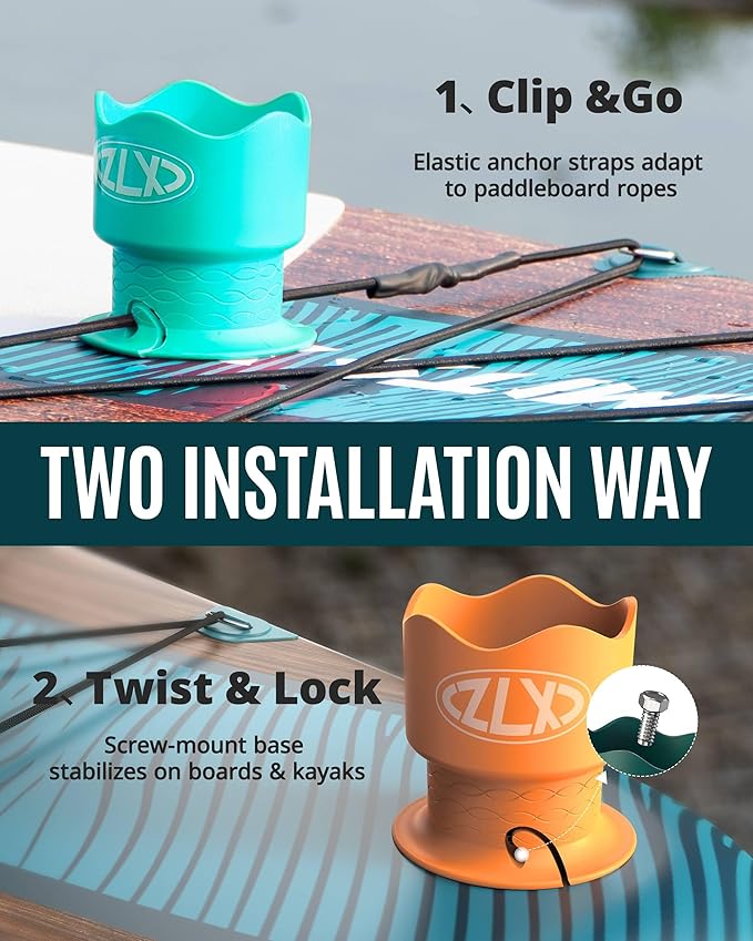 ZLX Cup Paddle Board Kayak Cup Holder, Stand Up Paddle Board Cup Holder Paddleboard Accessories Surfboards, Canoes Kayak Holder for Types of Cup Bottle Drink-StrideForce Fitness