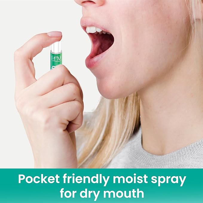 HM - Dry Mouth Flavoured Spray Xylitol - Alcohol Free | Instantly Hydrate & Moisturize | pH Balanced | Promotes Saliva Production & Soothes, Bad Breath | Pack of 4 x 0.33 oz [1.35 Oz]