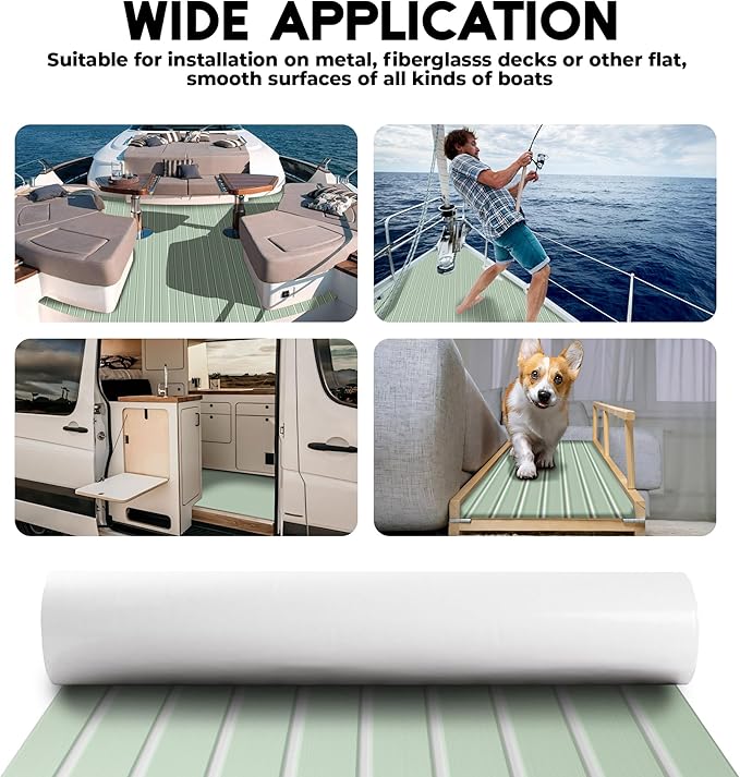 FOCEAN Boat Flooring EVA Foam Boat Decking Faux Teak Marine Flooring Boat Mat Boat Carpet Sheet for Motorboat RV Yacht Kayak Surfboard, 94.5"x 47.2"/35.4"/23.6"/15.7"-StrideForce Fitness