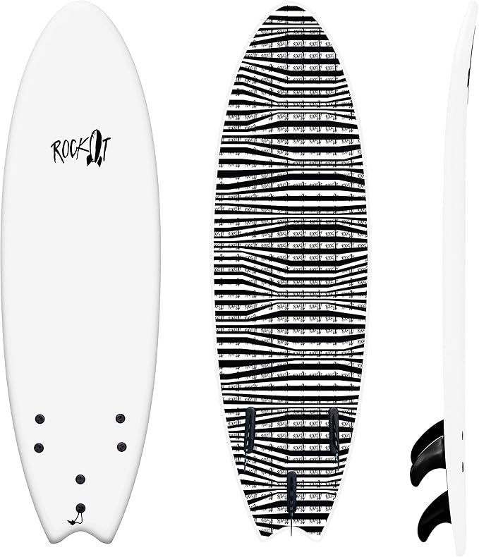 Rock-It 6' Albert Performance Fish Soft Top Surfboard Surf Board, Foam Surfboard, Kids Surfboard, Adult Surfboard, Tabla De Surf, Beginner Surfboard-StrideForce Fitness