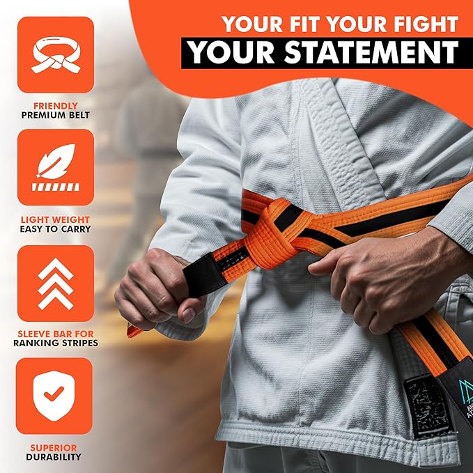 Brazilian Jiu Jitsu Belts Preshurunk Martial Arts Youth BJJ Belts for Girls & Boys with BJJ Ranking Stripes-StrideForce Fitness