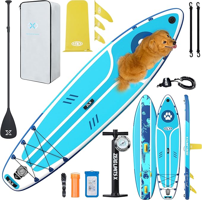 ZLX Inflatable Stand Up Paddle Board, 10'6" SUP Non-Slip Stable Deck Pad, Unique Center Fin, Premium Accessories, Portable Paddleboard for Adults, Beginners, All Skill Levels-StrideForce Fitness