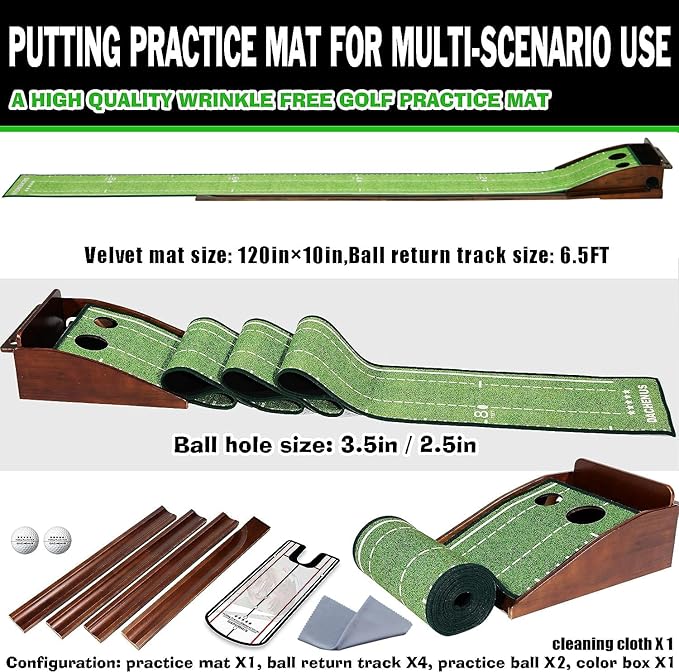 Putting Green Indoor Mat Outdoor Golf Putting Mat with Automatic Ball Return - Ideal for Home, Office, and Outdoor Use-StrideForce Fitness