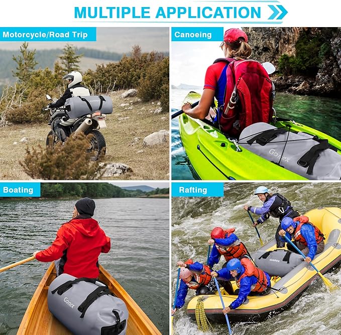 Gonex 40L 60L 80L Extra Large Waterproof Duffle Travel Dry Duffel Bag Heavy Duty Bag with Durable Straps & Handles for Kayaking Paddleboarding Boating Rafting Fishing-StrideForce Fitness