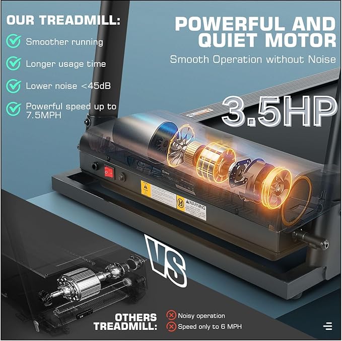 ANCHEER 2025 Premium Treadmill - 3.5HP Treadmills 350+ LBS Weight Capacity- 3-Level Incline, Foldable Design, Adjustable Height with Desk & Pulse Sensor - Perfect for Home Office & Family Workouts-StrideForce Fitness