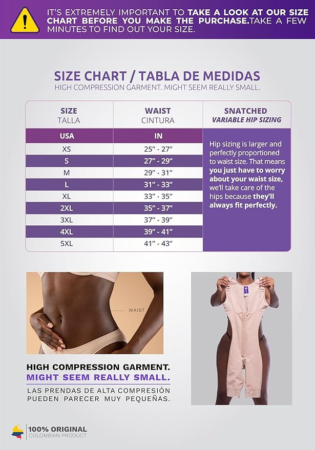 Snatched Body Post Surgery Stage 1 Faja Without Bra | Fajas Colombianas Moldeadoras for BBL |High Compression Faja-StrideForce Fitness