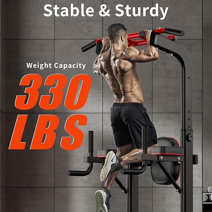 sogesfurniture Adjustable Dip Station & Pull Up Bar – Heavy Duty Calisthenics Workout Equipment for Home Gym, Multi-Function Fitness Training with Push Up Handles, Dips, Pull Ups & Push Ups-StrideForce Fitness