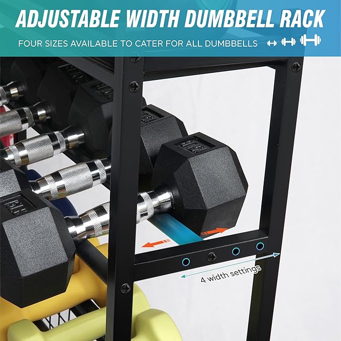 STUFFSTASH Dumbbell Rack, Heavy Duty Adjustable Weight Rack for Home Gym with Extra Strong Sheet Steel Shelf and Base, Home Gym Storage Weight Rack for Home Gym Dumbbells, Kettlebell Rack-StrideForce Fitness