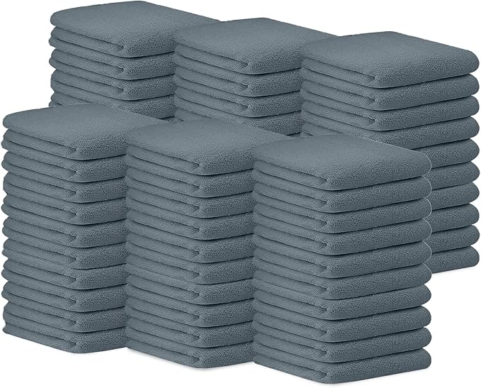 Avalon Towels Terry Bar Mop Towels (Value Pack of 60) Size 14"x17" – Absorbent and Durable, Multipurpose Cleaning Rags, Cotton Cleaning Cloths, Terry Cloth Rags, Reusable Shop Rag (Grey)-StrideForce Fitness
