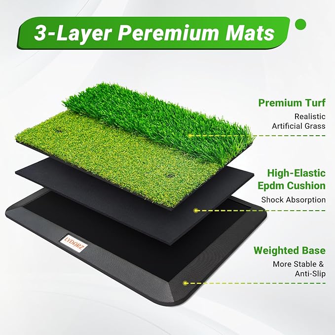Dual-Turf Portable Golf Training Equipment - Fairway & Rough Turf Golf Mat, Golf Hitting Mat, Golf Practice Mats with Turf for Chipping & Swing Practice - Ideal Golf Practice Mat for Home and Backyard-StrideForce Fitness