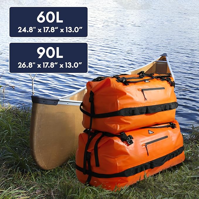 Haimont Large Waterproof Duffel Backpack Roll-Top Heavy Duty Dry Duffle Bag for Boating, Travel, Motorcycle, Kayaking, Camping, 60L-StrideForce Fitness