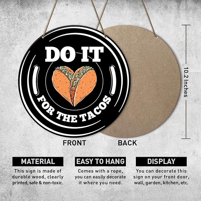 Gym Sign Decor, Home Gym Sign, Workout Room Fitness Room Decor Gym Sign Decoration, Gym Gift for Trainer Exercise Lover, Do It for The Tacos-StrideForce Fitness