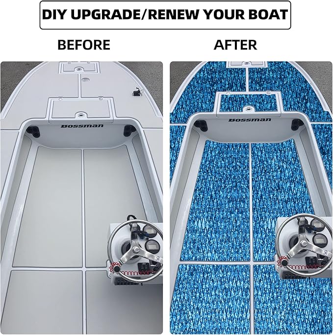 FOCEAN Boat Flooring EVA Foam Boat Decking Faux Teak Marine Flooring Boat Mat Boat Carpet Sheet for Motorboat RV Yacht Kayak Surfboard, 94.5"x 47.2"/35.4"/23.6"/15.7"-StrideForce Fitness