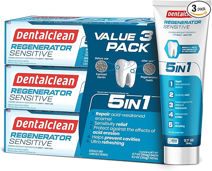 Pack of 3 Regenerating Tooth Gel - Natural Mint, Enamel Regeneration and Cavity Prevention - 3.7 oz 104g