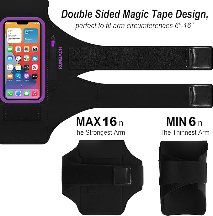 Armband for Samsung Galaxy S25/S24/S23/S22/S21/S20/S10/S9/S8,Galaxy A01/A8/A10e/A20e/A41/M01/Xcover 5,Water Resistant Sport Armband with Zipper Slot for Galaxy Buds (Purple)-StrideForce Fitness