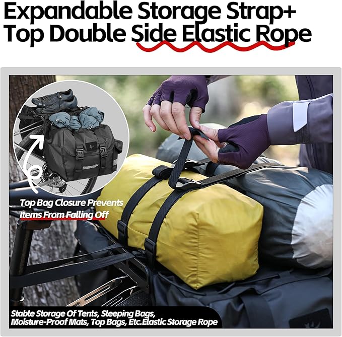 Rhinowalk Bike Pannier Bag for Bicycle Rear Rack Bag 22/40/50L Cycling Saddle Bag Luggage Storage Bag for Long Distance with Rain Cover-StrideForce Fitness