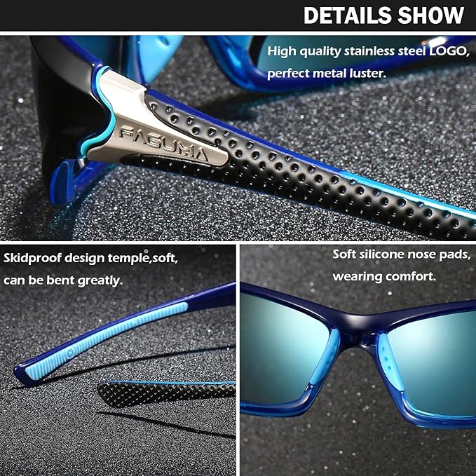 FAGUMA Sports Polarized Sunglasses For Men Cycling Driving Fishing UV400 Protection-StrideForce Fitness