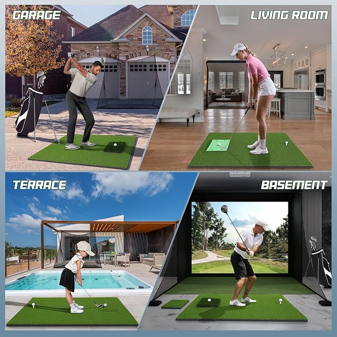 Upgrade Multi-Function Golf Hitting Mat – MyVoice 5x4ft Thickened Mat with Interchangeable Turf, Durable Non-Slip Base for Indoor & Outdoor Practice, Ideal for Golfers of All Levels-StrideForce Fitness