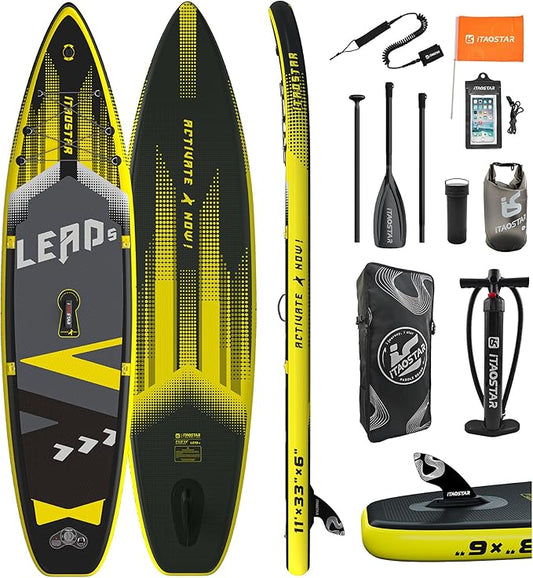Lead 11‘ x 33" / 12’×35" Inflatable Stand Up Paddle Board - Premium SUP Board Kit - Ultra Stable Paddleboard for Adults & Youth - All Skill Levels - for Lakes, Oceans-StrideForce Fitness